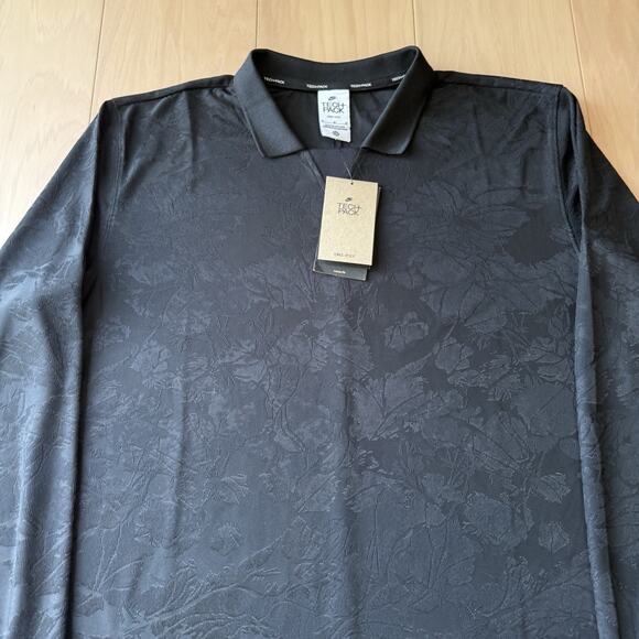 Nike Tech Pack Polo Medium Black Floral Long Sleeve Dri Fit NWT Soccer Rugby - Picture 3 of 10